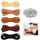 5 Stück lederschnüre,5M x 3MM Lederschnur,leder band,Lederschnur Lederband aus echt Leder,leather cord for DIY necklace,leather cord,Lederband Kette,Lederband Flach für DIY Armband Halskett L