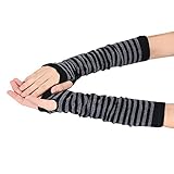 OSYARD Damen Wrist Warmers Halbfinger Handschuhe Armwärmer Wollhandschuhe Winterhandschuhe Strickhandschuhe, Winter Handwärmer Gestreift Gestrickt Lange Fingerlose Handschuhe Fäustlinge Pulsw