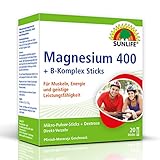 SUNLIFE Magnesium 400 + B-Komplex Sticks: für Muskeln, Nerven und mehr Energie, 20 Sticks à 2,5g