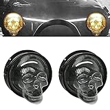 Skull Headlight Covers for Car Truck, Auto Decorative Protective Head Lamp Cover Accessory, Universal Headlight Lamp Helmets Cover for Car Protective Head Lamp Cover Decorative (2pc,S)