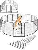 SUN-M® Welpenauslauf 80cm hoch | inkl. 16xErdanker | 16-teilig | Welpenlaufstall XXL für Hunde Wohnung & Garten | Welpenlaufstall für Hunde | faltbar | Aufbau werkzeugfrei | H