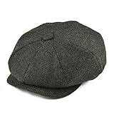 Tweed Ballonmütze Herringbone Herren Damen Retro Hut Driver Flat Cap Schwarz Braun Grün Marineblau -green-1-56-57