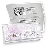 TATMOTIVE Herrliche Einladungskarten Hochzeit DE LUXE 20-ER Sets - silbergrau + Umschläg