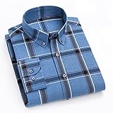 ZMMDD Klassische Hemd Männer volles Hülse gebürstet Stoff PLAIDBUTTON DOWN CHARMED FIT MANN (Color : A, Size : 44 is Asian Size 4XL)