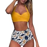 Niangie Badeanzüge für Damen Badeanzug Große Größe mit Cups Bikini Sets Push Up Swimsuit Tummy Control Tankini Set Badebekleidung Zweiteilig Bademode mit Bikini Panty High Waist Grafik Printed Shap