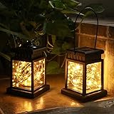 2 STÜCKE warmweiße Solarlichter Laterne Solarhofdekorationen Solar Weihnachtsdekoration wasserdichte Solarlicht Garten Outdoor hängende Dek