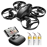 Potensic Mini Drohne für Kinder mit Kamera 3 Akkus RC Quadrocopter Drohne FPV Live Übertragung Ferngesteuerte Drohne Spielzeug Drohne für Einsteiger Auswechselbarer Akku Höhe Halten Schwerk