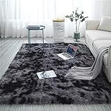Aujelly Soft Area Rug Schlafzimmer Shaggy Teppich Zottige Teppiche Flauschige Bunte Batik-Teppiche Carpet Neu Dunkelgrau 160 x 200