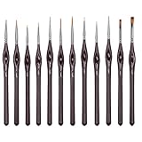 WLOT Pinselset Malen - Set 12 Premium Malpinsel - Ideal für Öl, Acryl, Aquarell, Modellbau, Warhammer Paint Brush S