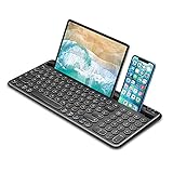 Bluetooth Tastatur für Tablet, Multi-Gerät Kabellose Full Size Tastatur wiederaufladbar QWERTZ Layout Funktastatur für Handy, Tablet, PC, Laptop, Smart TV, Schwarz(20 Stück)
