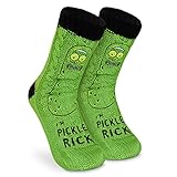 RICK AND MORTY Lustige Socken Herren, Pickle Rick Kuschelsocken Herren mit ABS Anti Rutsch Noppen und Sherpa F