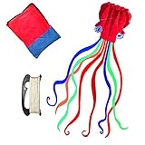LIUZHI Octopus Drachen für Kinder und Audlts, großer leicht fliegender Regenbogendrachen Stranddrachen mit langen bunten Schwänzen für Outdoor-Spiele mit Freunden und F