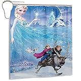 Cute Doormat Disney Die Eiskönigin Duschvorhang, Heimdekoration, Polyester, wasserdicht, 168 x 183 cm, Set mit Hak