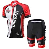 VEOBIKE Herren Trikot Set Kurzarm Trikot Fahrradbekleidung Fahrradtrikot Männer Trikot Atmungsaktiv Schnell Rocknend, EU XXL, Rot&Weiß