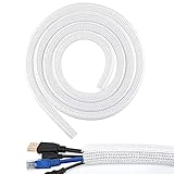 VCRANONR 1 Stücke Kabelschlauch Kabelkanal Selbstschließend 3m Gewebeschlauch Kabelschutz Zuschneidbar Kabel Geflechtschlauch Weiss Gewebter Kabelmantel im Büro Kabelhülle für TV Computer zu H