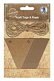 Ursus 40650005 Kraft Tags & Rope, Wimpelkette aus Kraftpapier, 20 Wimpel, ca. 6,5 x 7,5 cm, mit 4,5 m Jutegarn, individuell gestaltbare Wimpelkette als Dekoration für j