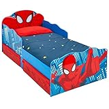 Hellohome 509 SDR Spiderman Children's Bed with Bright Eyes and Substrate Container, Wood, Red, 142 x 77 x 64