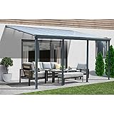 Home Deluxe - Terrassenüberdachung grau - Maße 618 x 303 x 226/278 cm inkl. komplettem Montagematerial I Wintergartendach Verandaüberdachung V