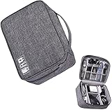 Kabeltasche Kabelorganizer Groß Kabel Etui Elektronik Zubehör Organizer Tasche Reise Universaltasche Digital USB Gadget Tasche für Handy Ladekabel/ Powerbank/USB Sticks/SD Karten/ Stecker (Grau)