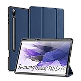 DUX DUCIS Hülle für Samsung Galaxy Tab S7 FE (SM-T730/SM-T736) 12.4” 2021, ltra Slim Cover Schutzhülle TPU Ultra Leightweight Flip Hülle mit S Pen Halter, für Samsung Galaxy Tab S7 FE / S7 Plus (Blau)