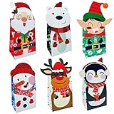 TLOXO Papiertüten,24 Stück Geschenktüten mit Aufkleber,Geschenktüten Weihnachten,Kraftpapier Verpackung Weihnachten Candy Tüten zum Verpacken von Geschenken, Giveaways, Kindergeburtstag,H