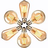 massway Edison Vintage LED Glühbirne, Antike LED Filament Lampe E27 4W Dekorative Glühbirne (2500K, 400LM, Modell G80&ST64) Ideal für Nostalgie und Retro Beleuchtung im Haus Café Bar - 6 Stück