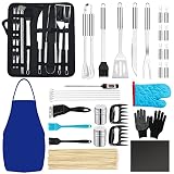 110 PCS Grill Zubehör, Edelstahl BBQ Set Grillbesteck Toolset mit Grillmatte für Garten und Camping Grillzubehör BBQ für Männer und F