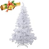 MCTECH 180cm PVC Festive Künstlicher Weihnachtsbaum Weiss Tannenbaum Weiß Christbaum Dekobaum mit Ständer (180cm)