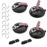 EXLECO 4 Set Saugnapf Haken, mit 8 S Haken und 2 Seil binden, Multifunktionaler Auto Halterung Zelte Saugnapfset Auto für Haushalt und Camping