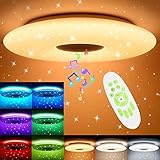 36W LED Deckenleuchte Dimmbar mit Bluetooth Lautsprecher, OPPEARL 3600lm Deckenlampe Dimmbar RGB Farbwechsel mit Fernbedienung für Schlafzimmer Küche Kinderzimmer Wohnzimmer, Rund Φ30cm 3000-6500