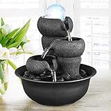 Indoor-Tischbrunnen Wasser-Brunnen mit LED-Licht-Wasserfall Tabletop-Brunnen Feng Shui Entspannung Frühling Wasser-Klang-Desktop-Brunnen Schwelgender Brunnen ( Color : 7156033AL , Größe : 220V )