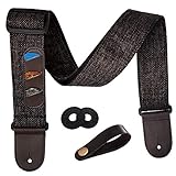 Gitarrengurt Vintager gesponnener Art-justierbarer akustischer elektrischer Gitarren-Baß-Bügel mit Lederenden, Plektren, Strap Bundle, Knop