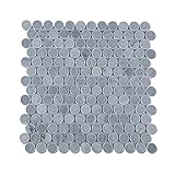 Soulscrafts Bardiglio Mosaik-Fliesen aus grauem Marmor, 2,5 cm, rund, poliert, 5 m²