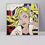 YRZYT Roy Lichtenstein Poster Gelb SchöNes MäDchen Wandbilder Comic Katze Poster Vintage Pop Bild Leinwandleinwandbilde Roy Lichtenstein BerüHmte GemäLde Schlafzimmer Dek
