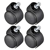 ZHINWEN. Lenkrollen 4Pcs 2-Zoll-Bürostuhl Casters Nylon Twin Wheel, Universal 11mmx22mm Stem Berg Swivel Caster Schwarz (Size : 11mm x 22mm 4 pcs)