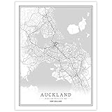 SONG Leinwand Bilder Stadtplan, Auckland New Zealand Nordisches Drucken Stadtplan In Schwarz Weiß Bild, Rahmenloses Bild, Kunstplakat Wandbildgemälde Für Wohn Und Schlafzimmer,20 * 30