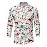 Syliababy Herren Weihnachten Hemd 3D Druck Freizeithemd Langarm Weihnachtshemd Hemden Slim Fit Weihnachtsmotiv Lustige Funky Christmas Shirt mit Festlichem Design Shirt Top Bluse Arb