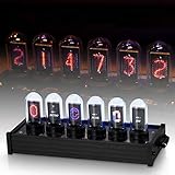 TZUTOGETHER Nixie Tube Clock, Digitaluhr, Nixie Röhren Uhr mit DIY Customized Photo Display, 20 Modus, Kalender, LED Nixie Uhr, LED Glow Tube Clock, Retro Vintage Uhr, USB TypC