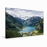 CALVENDO Premium Textil-Leinwand 90 cm x 60 cm quer, EIN Motiv aus dem Kalender Norwegen - Unterwegs im Land der Berge, Trolle und Fjorde | Wandbild, Bild auf Geirangerfjord in Norwegen Natur N