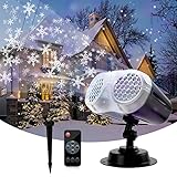 Projektor Weihnachten JELY LED Projektor Weihnachten mit Timer und IP65 Wasserdicht, Projektionslampe mit Schneeflocken 54m² für Weihnachtsgeschenke, Innen und Außen deko schnee, Weihnachten Party