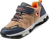 Lvptsh Kinder Wanderschuhe Jungen Trekkingschuhe Klettverschluss Wanderstiefel Mädchen Wanderhalbschuhe Walkingschuhe ,Braun,37 EU
