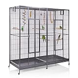 Montana Cages ® | Doppelvoliere, Vogelvoliere XXL Sydney für Wellensittiche, Finken, Kanarien, Nymp