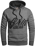Grin&Bear Slim fit Signatur Logo Jacke Kapuze Hoodie Sweatshirt Kapuzenpullover, anthrazit, L, GEC469