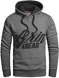 Grin&Bear Slim fit Signatur Logo Jacke Kapuze Hoodie Sweatshirt Kapuzenpullover, anthrazit, L, GEC469