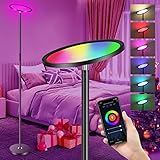 Smart LED Deckenfluter Dimmbar, LED Stehlampe Dimmbar mit Leselampe, RGB Farbwechsel, 25W Stehleuchte Kompatibel mit Alexa und Google APP für Wohnzimmer, Schlafzimmer, Kneipe, Hotel, Bü