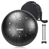 LOLUNUT 11 Notes 10 Inches Steel Tongue Drum Percussion Instruments with Music Score,Applicable to Music Education,Mind Healing,Yoga Meditation-C maj