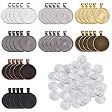 MengH-SHOP Anhänger Tablett Rund Anhänger Lünette mit 25mm Glas Cabochons für DIY Handwerk Basteln Foto Halskette Geschenk Schmuckherstellung 40 S