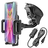 Mobilefox KFZ SET 360° Universal Handy Halterung Auto Halter für die Windschutzscheibe mit Micro USB Ladekabel kompatibel mit Samsung Galaxy S7 S6 S5 S4 S3 S2 Edge Plus Mini Active Note J7 J5 J3 J1 A9 A8 A7 A5 A3