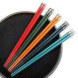 Japanische EssstäBchen 5 Paar, 5 Farben Fiberglas Chopsticks, Stäbchen Wiederverwendbare & Spülmaschinenfest, Geschirr Set zum Sushi / Nudeln / Japanische Küche / Asiatische Küche, Für Anfäng