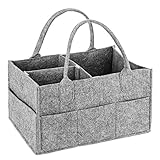 MaidMAX Baby Windel Caddy Filztasche, tragbarer Wickeltisch Organizer Multifunktionale Wickeltasche, Filzkorb Aufbewahrungsbox mit wechselbaren Fächer für Kinderzimmer, Auto und Reise, Holzkorb-G